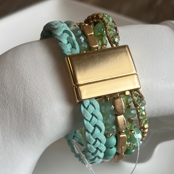 Multi Stranded Leather and Beaded Bracelet - Picture 2 of 7